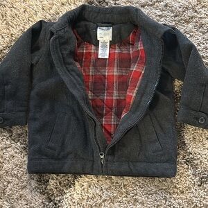 Kids Gray Jacket with Red Plaid Lining